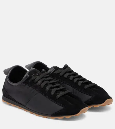 Jacquemus Les Tennis Panelled Suede And Nylon Sneakers In Black