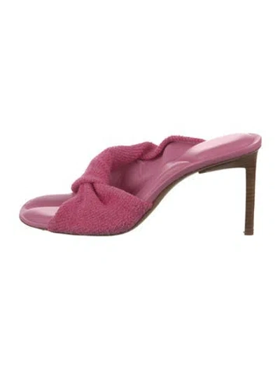 Pre-owned Jacquemus Terry Cloth Slides In Pink