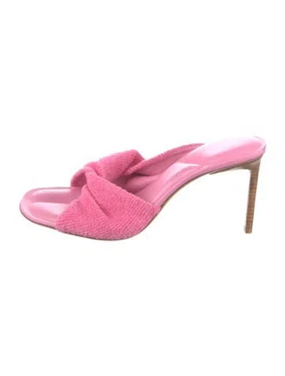 Pre-owned Jacquemus Terry Cloth Slides In Pink