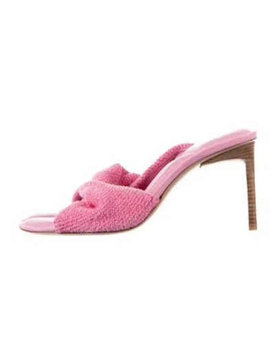 Pre-owned Jacquemus Terry Cloth Slides In Pink