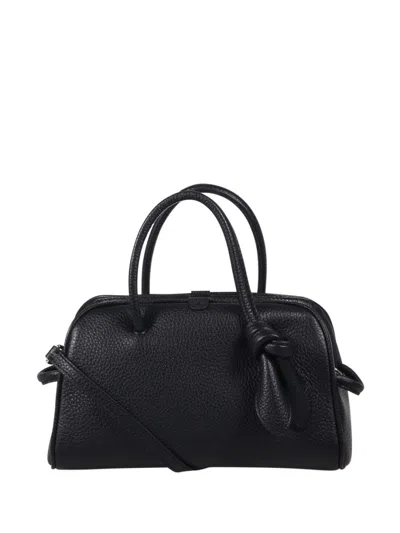 Jacquemus Textured Calf Leather Elongated Handbag In Black