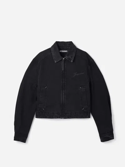 Jacquemus Textured Canvas Jacket For Men In Black