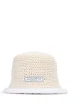 Jacquemus Textured Crochet Bucket Hat In Neutral