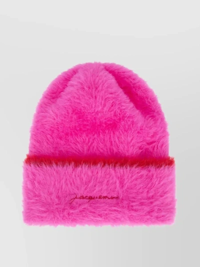 Jacquemus Le Bonnet Neve Tech Hairy Beanie Hat In Pink