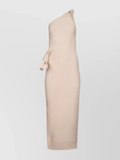 Jacquemus Textured One-shoulder Midi Dress In Pastel