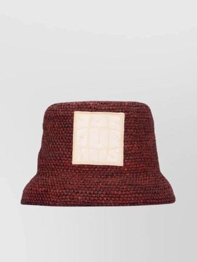 Jacquemus Textured Wide Brim Hat In Burgundy