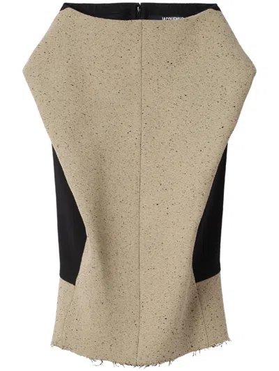 Jacquemus Textured Wool-blend Midi Skirt In Beige