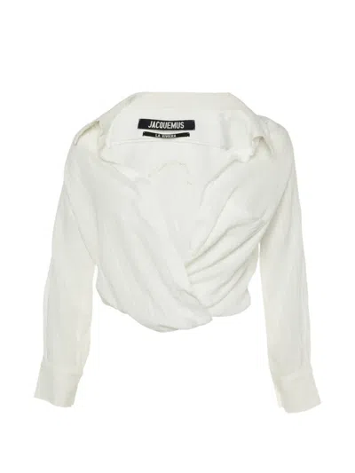 Pre-owned Jacquemus Textured Wrap Top In White