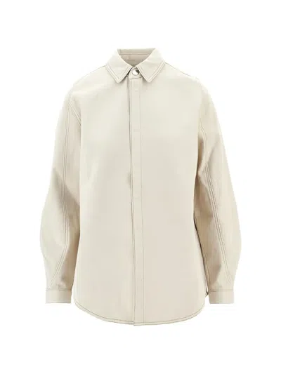 Jacquemus The Amelo De-nîmes Logo-embroidered Denim Shirt In Gray