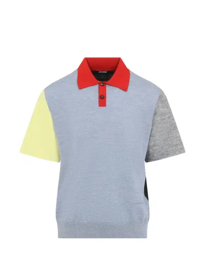 Jacquemus Merino Wool Asymmetric Colour-block Polo Shirt In Multi