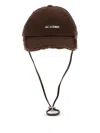 Jacquemus Artichoke Cap With Adjustable Chin Strap In Brown