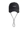 Jacquemus 'le Casquette Artichaut' Black Baseball Cap With Drawstring In Black