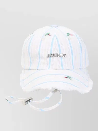 Jacquemus The Artichaut Striped Visor Hat In White