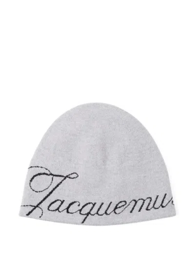 Jacquemus The Atelier Logo-letter Beanie In Gray