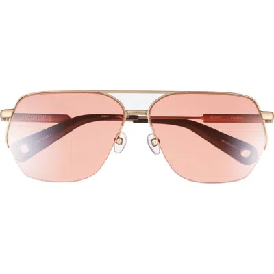 Jacquemus The Aviador Sunglasses In Gold