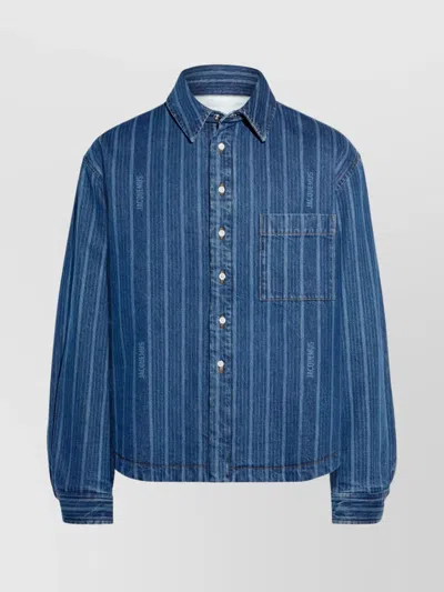 JACQUEMUS THE BAKER'S STRIPED DENIM POCKET SHIRT
