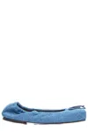 Jacquemus Les Ballerines Bow Square Toe Denim Ballet Flat In Blue