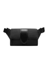 Jacquemus The Bambino Flap Bum Bag In Nylon With Smooth Leather Details In Black