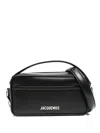 Jacquemus 'le Baneto' Black Shoulder Bag With Logo Lettering On The Front And Adjustable Shoulder Strap In Lea