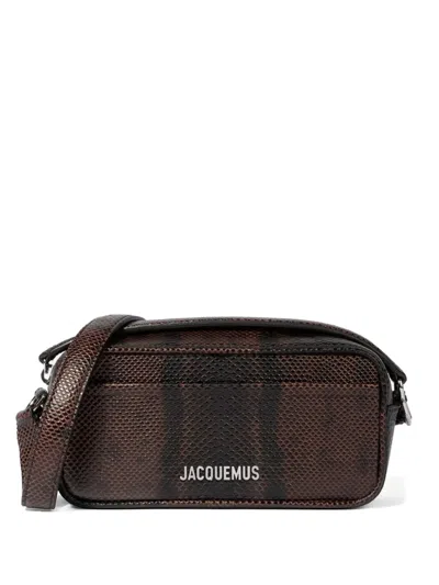 Jacquemus The Baneto Snakeskin-embossed Shoulder Bag In Brown