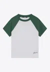 Jacquemus Cotton Blend T-shirt With Contrasting Raglan Sleeves In Green