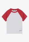 Jacquemus Raglan T-shirt With Red Sleeves And Subtle Logo In Red