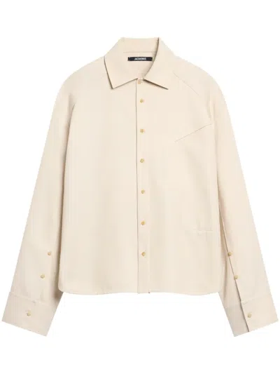 Jacquemus La Chemise Bateau Manches Longues In Beige Clair