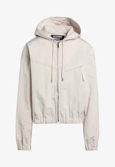 Jacquemus The Bateau Zip-up Windbreaker Jacket In White