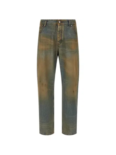 Jacquemus Denim Berger Trousers Belt Loops Five Pockets In Blue