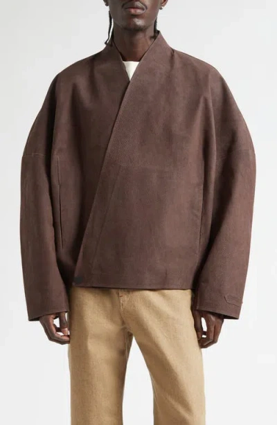 Jacquemus Le Blouson Berger Wrapped Nubuck Jacket In Brown