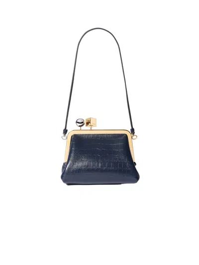 Jacquemus Le Berlingot Croc Embossed Leather Frame Shoulder Bag In Black