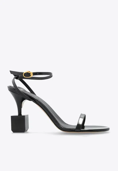 Jacquemus Bisou 90 Geometric Heel Sandals In Black