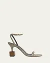 Jacquemus The Bisou Geometric Snake-embossed Leather Sandals In Beige