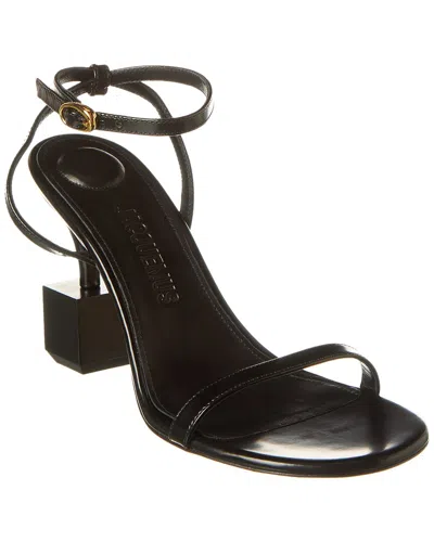Jacquemus Bisou 90 Geometric Heel Sandals In Black