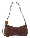 Jacquemus The Bisou Perle Croc-embossed Suede Shoulder Bag In Brown