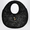 Jacquemus Le Rond Spiaggia Shoulder Bag In Raffia In Black