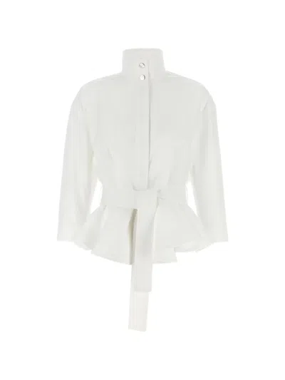 Jacquemus The Cabana Cotton Poplin Belted Shirt Jacket In White