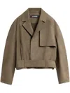 Jacquemus Cabana Leather Jacket Light Khaki In Green