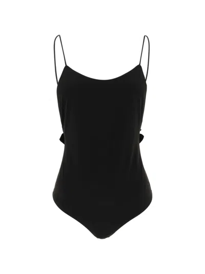 Jacquemus Cabana Maillot One Piece Swimsuit Ruffle Straps In Black