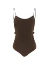 Jacquemus Cabana One Piece Swimsuit High Leg Ruffle In Blue