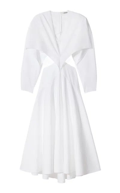Jacquemus The Canari Cutout Cotton Midi Dress In White