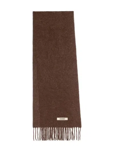 Jacquemus The Carro Logo-patch Scarf In Brown