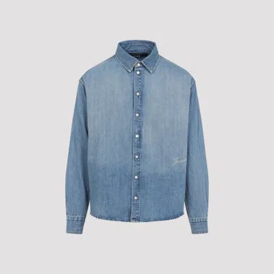 Jacquemus The Chemise Of-nimes Mini Shirt In Blue