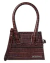 Jacquemus The Chiquito Medium Croc-embossed Leather Shoulder Bag In Brown