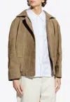 Jacquemus The Ciro Oversized Leather Jacket In Khaki