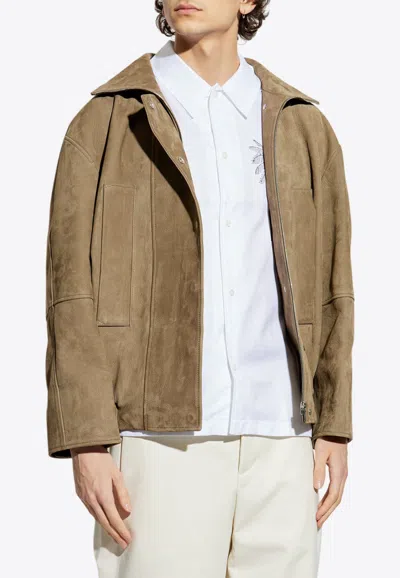 Jacquemus The Ciro Oversized Leather Jacket In Brown