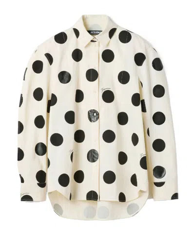 Jacquemus Citta Polka-dot Cotton Shirt In White