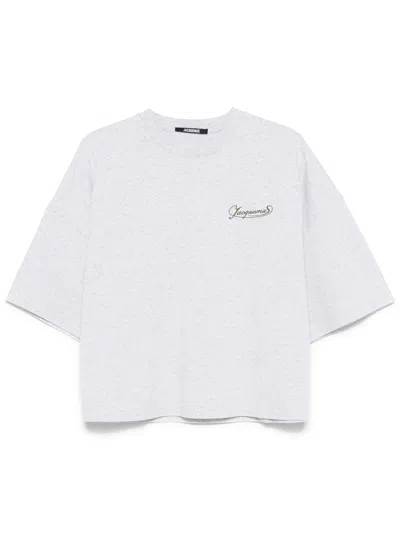 Jacquemus Le T-shirt Corto Logo-embroidered Cotton T-shirt In White