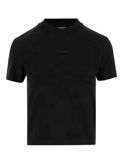 Jacquemus The Crewneck T-shirt With Gros Grain Logo Detail In Black