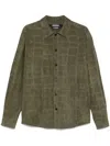Jacquemus La Chemise Croc Embossed Goatskin Suede Button-up Shirt In Grün